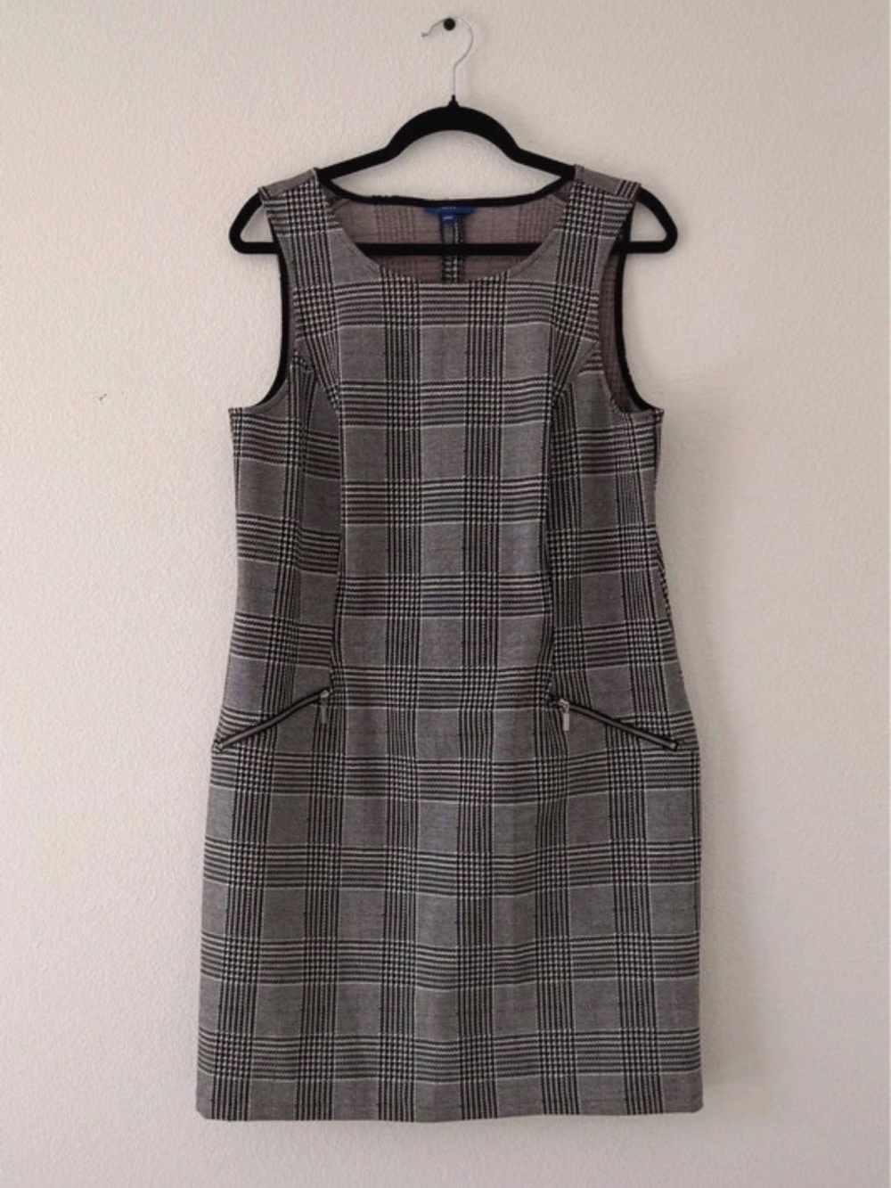 NWT Apt 9 Sleeveless Glen Plaid Shift Dress - Gray